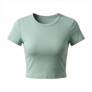 T-shirts d'été pour femmes, hauts courts de sport fitness, en coton léger, vêtements de sport de luxe haut de gamme, tenues décontractées et tendance - Product Image 1