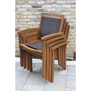 Modern Outdoor Dining Set with Solid Teak Wood Contemporary Design 6 Seater Durable Brown Finish - Product Image 5