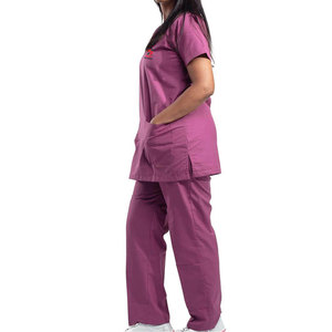 Ensemble de blouses médicales Solid Trader pour les professionnels de la santé, pantalon à taille élastique, haut à col en V, uniforme d'hôpital - Product Image 3