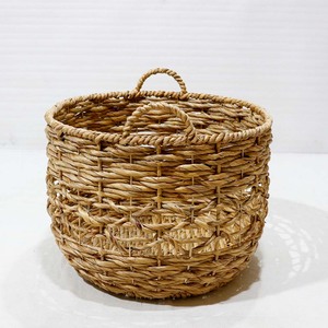 Water Hyacinth Laundry Storage <b>Basket</b> Blanket <b>Basket</b> Handwoven <b>Basket</b> Round wicker bin Open Weave <b>Hamper</b> with Handles - Product Image 4