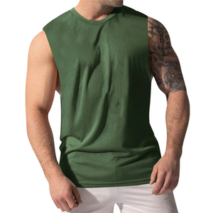 Débardeur Vert Sans Manches Col Rond Tricoté Respirant Décontracté pour Homme Grande Taille 220g - Product Image 4