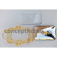 Plat de service rectangulaire en acier inoxydable et verre avec accents floraux, plat à riz avec couvercle, support personnalisé avec logo, fait main, vente en gros disponible