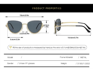 แว่นกันแดดทรงแคทอายแฟชั่นใหม่ปี 2025 สำหรับผู้หญิง ประดับเพชรไร้กรอบ แต่งคริสตัล เลนส์ทรงตัด กรอบโลหะ - Product Image 5