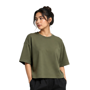 Custom Womens Boxy T Shirts Premium Cotton Oversized Short Sleeve Streetwear Tee Private Label OEM ODM Wholesale Clothing Womens - Product Image 1