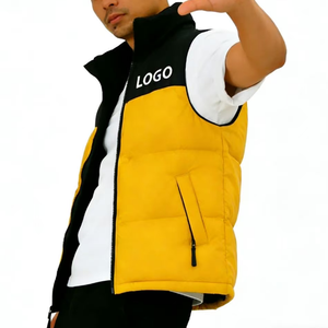 Chaleco acolchado sin mangas para hombre, con bloques de color, impermeable, ecológico, ligero, cálido, con cremallera, informal, para exteriores - Product Image 1
