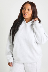 Sweat-shirt à capuche en molleton de coton surdimensionné pour femme, avec broderie personnalisée, col rond, style français, pour l'hiver - Product Image 4