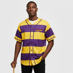 OEM Custom Sublimated Printed Breathable <b>Baseball</b> Jersey Sports Team Uniforms Men's Unique Stripes Design 100% Polyester Short - Product Image 1