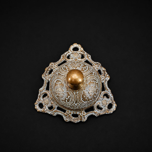 Antique Gold Floral <b>Brass</b> Reception <b>Bell</b> Ornate Push Call <b>Bell</b> Decorative Hotel Service <b>Bell</b> Vintage Restaurant Counter Desk - Product Image 3