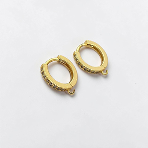 Wholesaler 18K Gold Plated Brass CZ Micro Pave <b>Huggie</b> DIY Hoop Earrings with Loop Charm Connector Jewelry Findings Rajasthan - Product Image 1