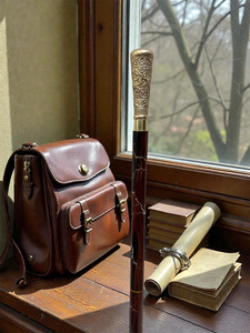 Canne de marche en bois artisanale avec poignée métallique gravée, canne pliante à trois sections détachable, finition bois brun, style vintage - Product Image 5