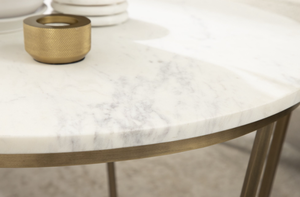 Venta al por mayor última forma redonda de mármol superior mesa de centro con patas de hierro chapado en oro hecho a medida muebles para el hogar proveedor de la India - Product Image 5