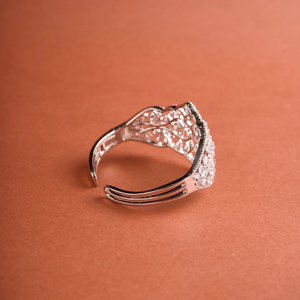 Romantic Flower Diamond <b>Cuff</b> <b>Bracelet</b> Women 925 <b>Silver</b> Wedding Jewelry - Product Image 2