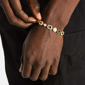 925 Sterling Silver Multi Color <b>Gemstone</b> <b>Bracelet</b> Pearl <b>Bracelet</b> Colorful Tennis <b>Bracelet</b> Luxury men's Jewelry - Product Image 2
