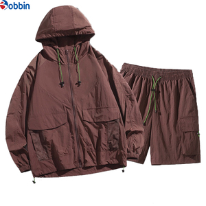 Comfortable Custom Logo Zip up Jacket Nylon Set Best Quality Windbreaker Hooded Set for Unisex Sun-Protected + Size Tracksuits - Product Image 6