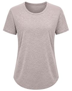 Customized Women Beige Quick Dry Sports T Shirt Breathable Lightweight Gym Running Workout Athletic Activewear Tee <b>Top</b> - Product Image 1