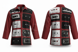 Camisa de Vestir con Diseño de Casete Personalizado Vintage, Venta al por Mayor, Camisa Casual de Manga Larga con Botones, Moderna y Elegante - Product Image 2