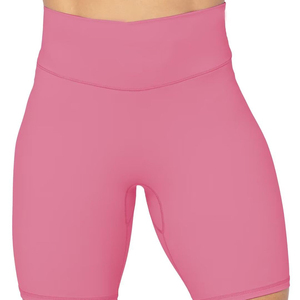 Women Peach Solid Yoga <b>Shorts</b> Plus Size Seamless High Waist Hip-Lifting <b>Tight</b> Spandex/Nylon Four-Way Stretch Breathable Sports - Product Image 1