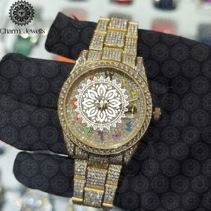 Montre de luxe Charm_Jewells en or, 40 mm, ronde, analogique, à quartz, sertie de diamants, unisexe, montre de mode - Product Image 3
