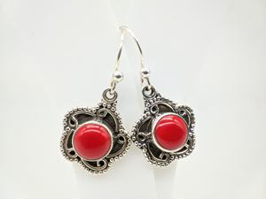 Boucles d'oreilles artisanales en corail naturel, bijoux en argent sterling 925, vente en gros, mode féminine, ethniques, bohèmes - Product Image 2