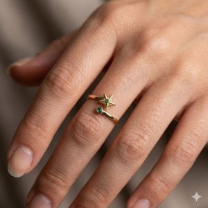 Wedding Wear 925 Sterling <b>Silver</b> Gold Plated Jewelry <b>Emerald</b> Gemstone Women Wear Classic Couple <b>Ring</b> - Product Image 5