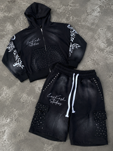 Custom Regular Fit French Terry Zip <b>Hoodie</b> Solid Sweatpants Casual 100% Cotton Breathable Eco-Friendly Vintage Urban Streetwear - Product Image 2