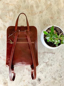 Multiple Pockets Reinforced Stitching Outdoor Leather Laptop <b>Backpack</b> for Women High Quality <b>Black</b> Stylish Leather <b>Backpack</b> Bags - Product Image 2