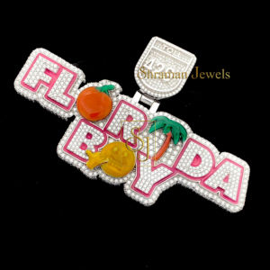 Lettre personnalisée Floride garçon VVS Moissanite Bling émail pendentif Hip Hop bijoux en argent glacé lueur brillant nuit pour cadeau de fête - Product Image 4