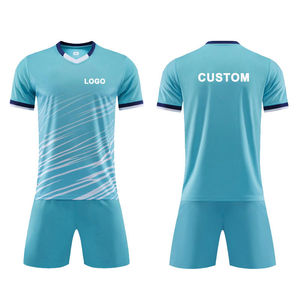 Ensembles d'uniformes de football pour hommes adultes avec logo personnalisé imprimé, 100% polyester respirant en maille, manches courtes, taille plus, antibactérien - Product Image 2