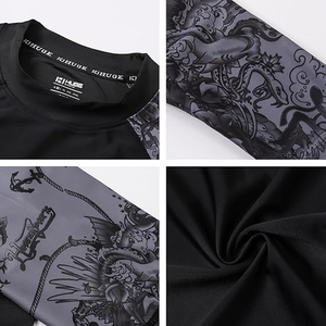 OEM Men Rash Guard <b>T</b> Shirt Compression Short Sleeve Swim Shirt UV Protection Bulk Supplier Factory Price - Product Image 5