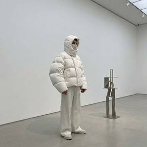 Chaqueta Super-Puff Vanguardista para Hombre, Cuello Alto, Cierre de Cremallera, Estilo Casual, Abrigo Acolchado de Otoño, con Capucha, Talla Grande - Product Image 5