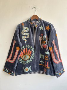 ดีไซน์เนอร์ ออกแบบอย่างมีสไตล์ สดใส ดั้งเดิม ปักลายซูซานี | เสื้อแจ็คเก็ตผ้าฝ้ายซูซานีทำมือ |   เสื้อโค้ทปักลายสไตล์โบฮีเมียน - Product Image 5