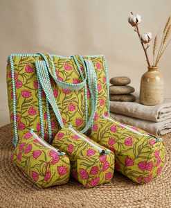 Conjunto de Bolsos Acolchados de Algodón con Cadenas, Bolsas de Maquillaje con Cremallera, Organizador de Cosméticos, Almacenamiento de Viaje, Moda de Playa - Product Image 3