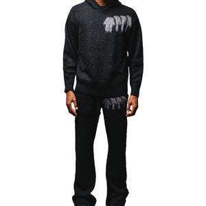 Sudadera con Capucha de Mohair Personalizada, Sudadera de Mohair Tejida Extra Grande, Sudaderas de Invierno Cálidas con Diseño de Malla de Crochet, Sudaderas con Capucha de Mohair para Hombre y Mujer - Product Image 1