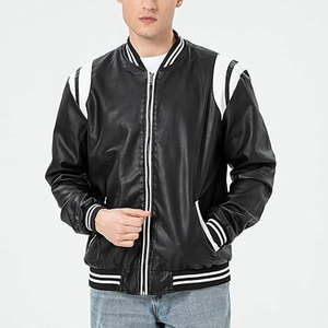 Veste en cuir de sport à manches longues, style streetwear, chaude pour l'hiver, couleur unie, pour homme - Product Image 5