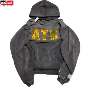 Sweat-shirts personnalisés OEM USA, mode streetwear, impression en relief, strass, effet délavé, fabricant direct d'usine - Product Image 1