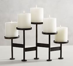 Ensemble de 3 chandeliers modernes en fer noir, grands supports décoratifs pour bougies pilier, pour la décoration intérieure, design durable - Product Image 2