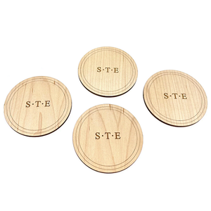 Round Wooden <b>Coaster</b> <b>Set</b> Of 4 Pcs With Wood Finished For Hot & Cold Cover Of Beverage Kitchenware <b>Coaster</b> <b>Set</b> - Product Image 2