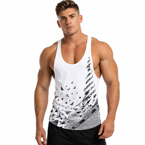 Débardeur de musculation personnalisé imprimé pour hommes, débardeur de fitness léger à dos en Y, débardeur d'entraînement pour hommes, débardeur stringer à col rond - Product Image 2