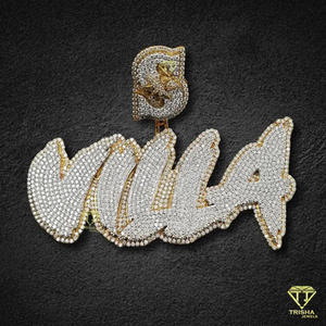 Luxury "VILLA" Pendant Iced Out Moissanite Diamond Necklace Rapper Style Fashion Jewelry Gift Pendant Iced Out Moissanite Di - Product Image 4