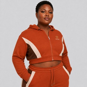 <b>Zipper</b> Up Short Length Cropped Hoodie For Adults Girls Customized Logo Printing Sporty Style Women's Crop <b>Top</b> Hoodies - Product Image 4