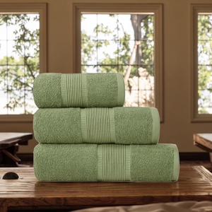 Ensemble de serviettes en coton de couleur unie, rectangulaires, douces pour la peau, pour usage domestique, vert - Product Image 4