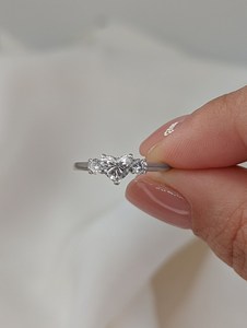 Proposal Moissanite Heart Cut Romantic Three Stone <b>Ring</b> For Women's original <b>925</b> <b>Silver</b> Wedding Promise Gift For Girlfriend - Product Image 2