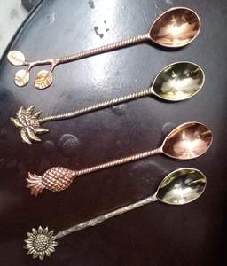 Ensemble de couverts indiens en acier inoxydable et cuivre, fourchette, cuillère, couteau à beurre, service de table élégant, idéal pour offrir - Product Image 5