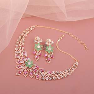 Rubina CZ Fusion Designer Bridal Necklace and Earring Set - Product Image 2