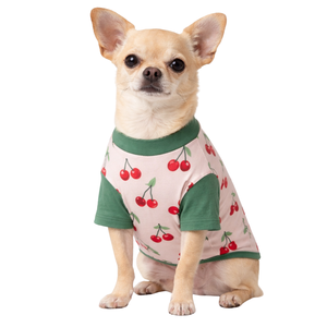T-shirt de protection solaire pour chien, imprimé cerises, léger, anti-UV, été, doux, extensible et respirant - Product Image 1