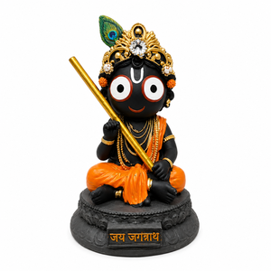 Statue artisanale en marbre du Dieu Jagannath pour la décoration de temple domestique, Murti décoratif premium du dieu hindou pour la Puja ou le bureau - Product Image 2
