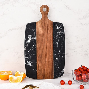 Planche à découper en marbre et bois d'acacia pour la maison, idéale pour les steaks, les fromages et les fruits - Product Image 4