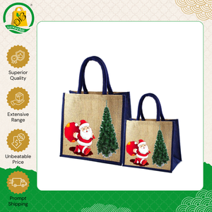 Bolsa de mano de yute con estampado navideño, diseño de lujo, de la mejor calidad, muy demandada y de gran venta, con asa acolchada, procedente de la India. - Product Image 2