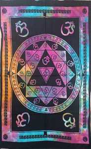 ผ้าแขวนผนังลายออมจักระ งานแฮนด์เมดสวยงาม ขนาดเล็ก ใช้ตกแต่งบ้าน ปูโต๊ะ  นำเข้าจากอินเดีย - Product Image 5