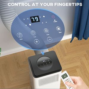 Condizionatore d'aria mobile da 10.000 BTU per 440 mq. Deumidificatore Ventilatore con Funzione Auto-Sleep e Timer 24H, Bianco, Kit per Finestra, per Stanza e Auto, Spina EU - Product Image 6